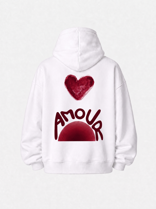 Amour Red Hoodie White