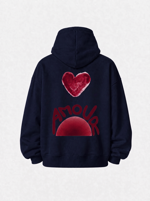 Amour Red Hoodie Navy