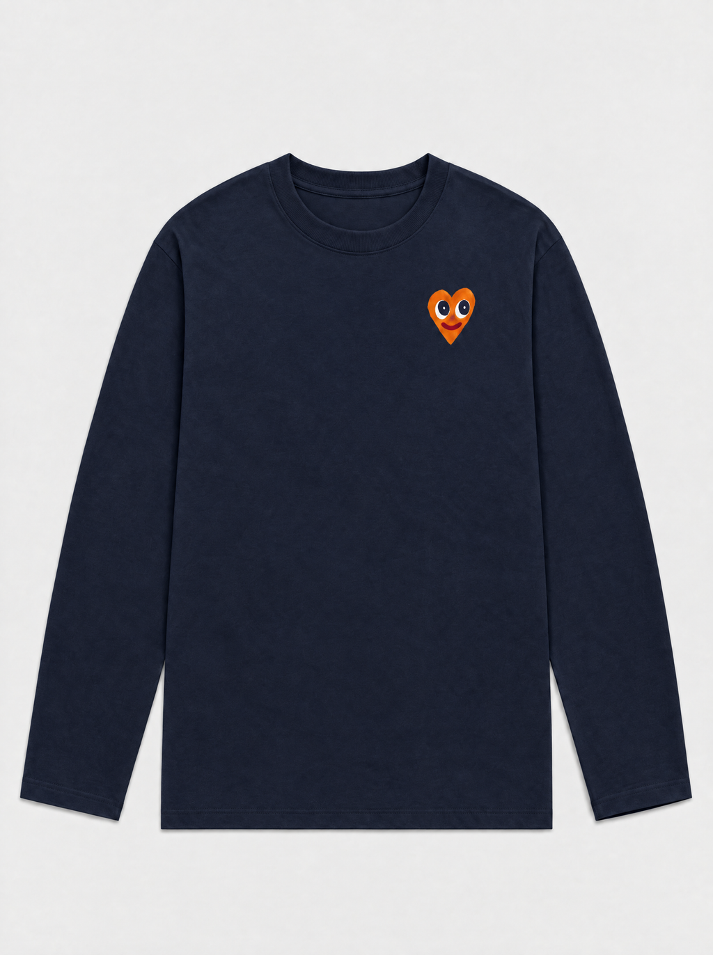 Do whatever the fuck makes you happy longsleeve - Navy - front with orange heart
